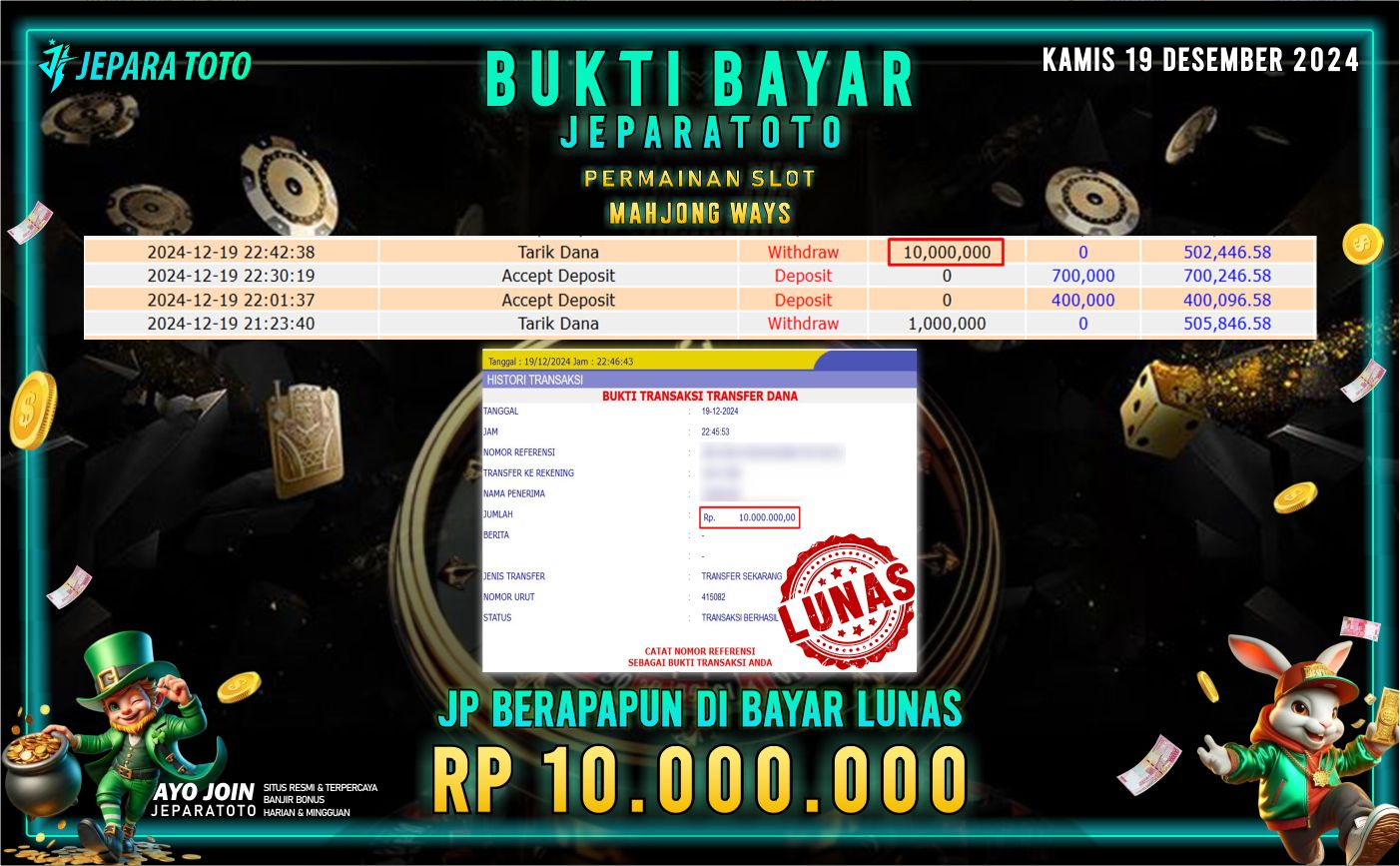 BUKTI KEMENANGAN SLOT MAHJONG WAYS MEMBER JEPARATOTO