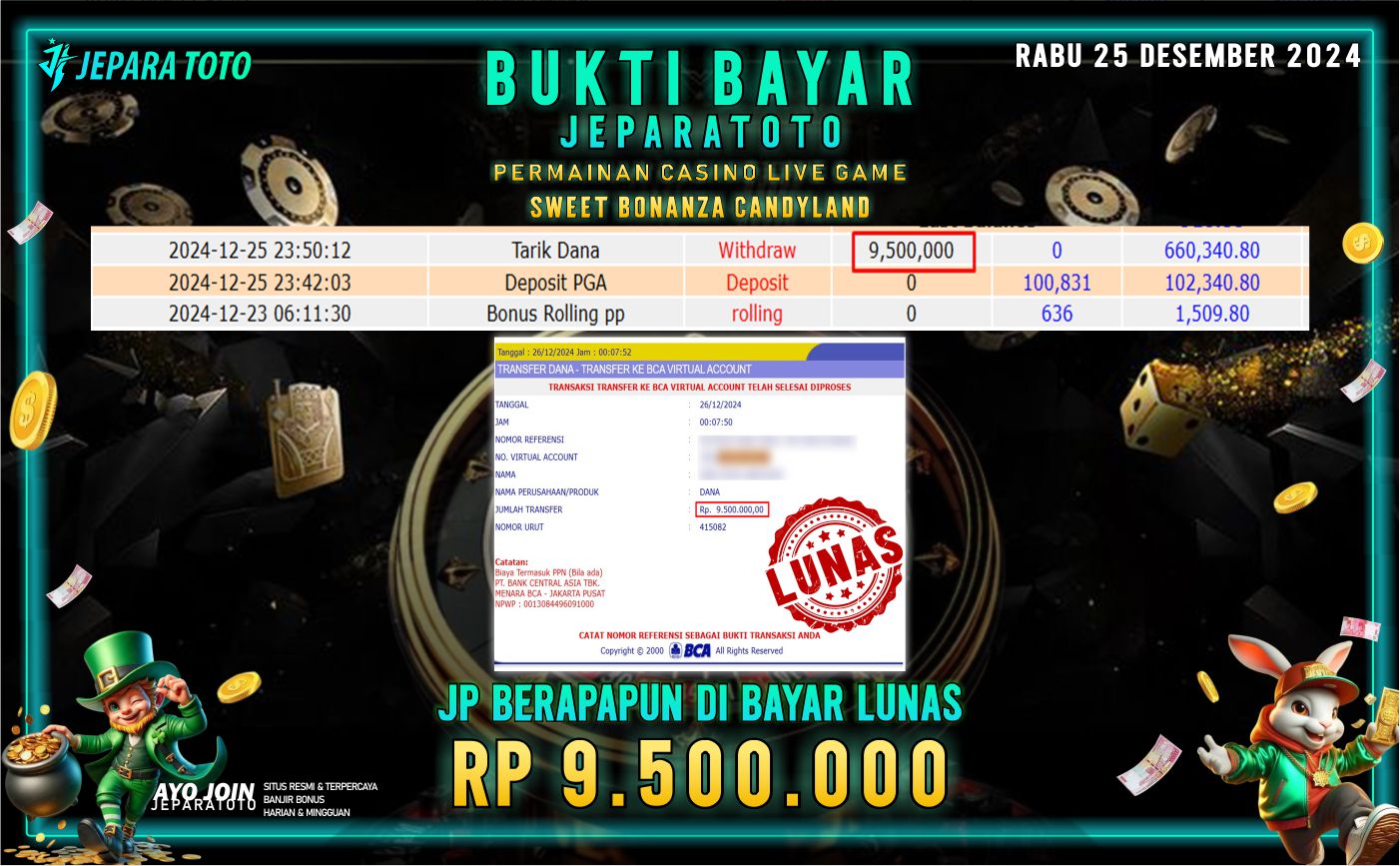 BUKTI KEMENANGAN CASINO LIVE GAME SWEET BONANZA CANDYLAND MEMBER JEPARATOTO