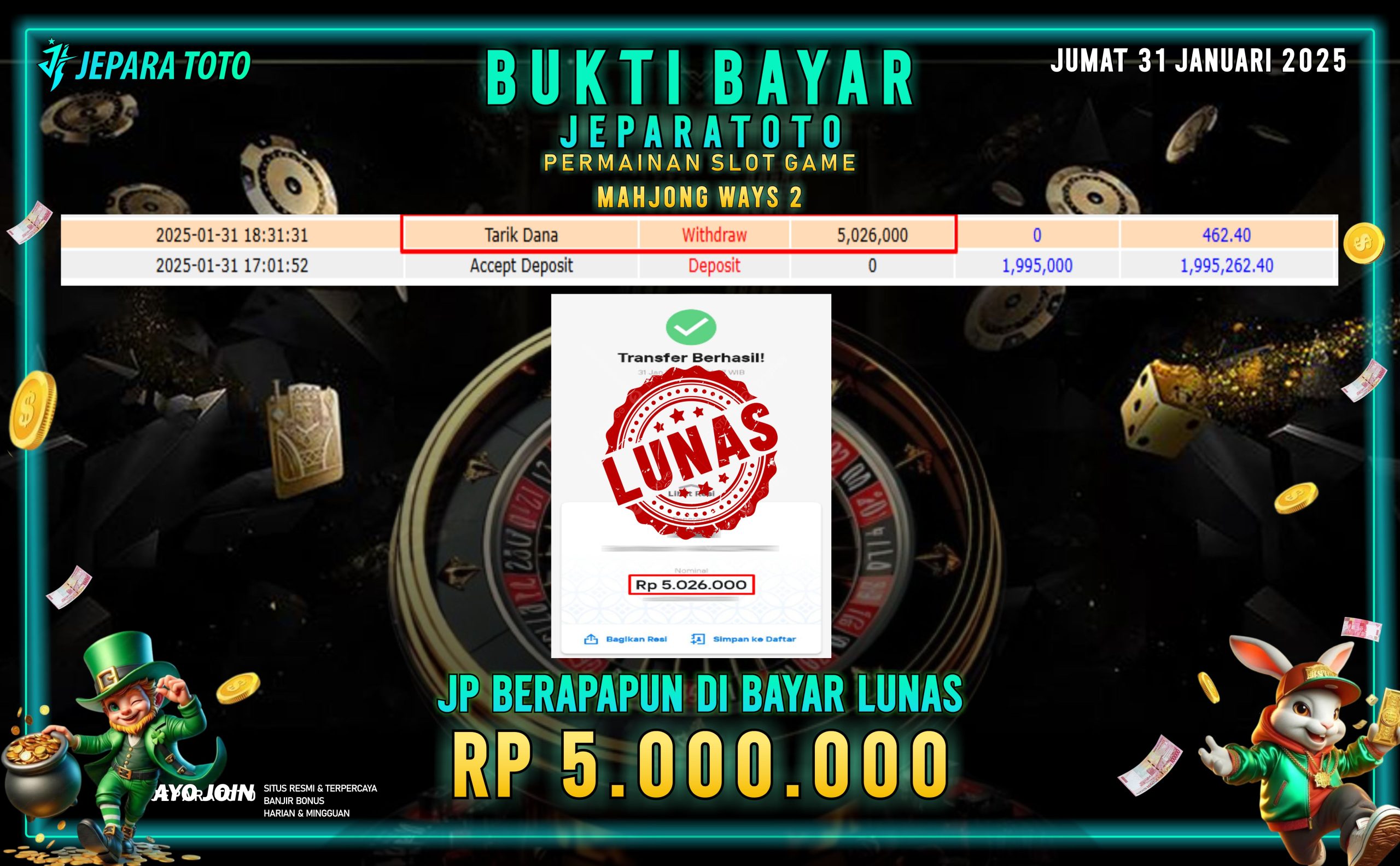 BUKTI KEMENANGAN SLOT GAME MAHJONG WAYS 2 MEMBER JEPARATOTO